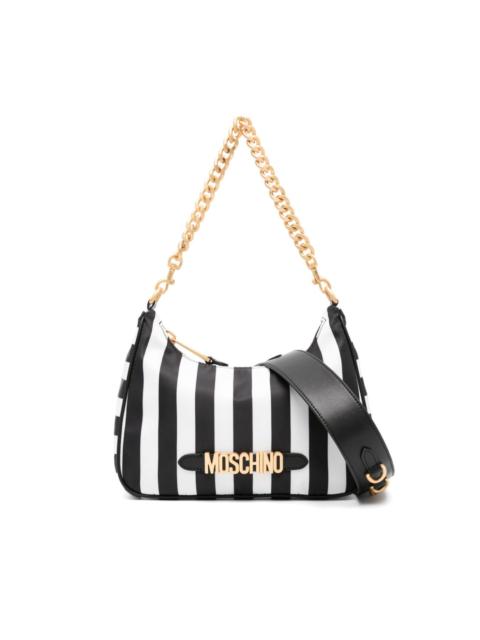 logo-lettering striped shoulder bag