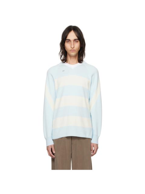 Kijun Blue & White Striped Polo