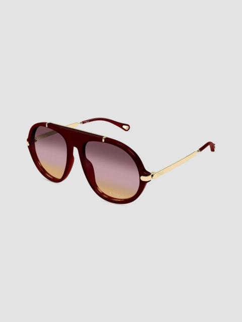 Chloé Women's Aly Combi 58MM Pilot Sunglasses - Gold Burgundy