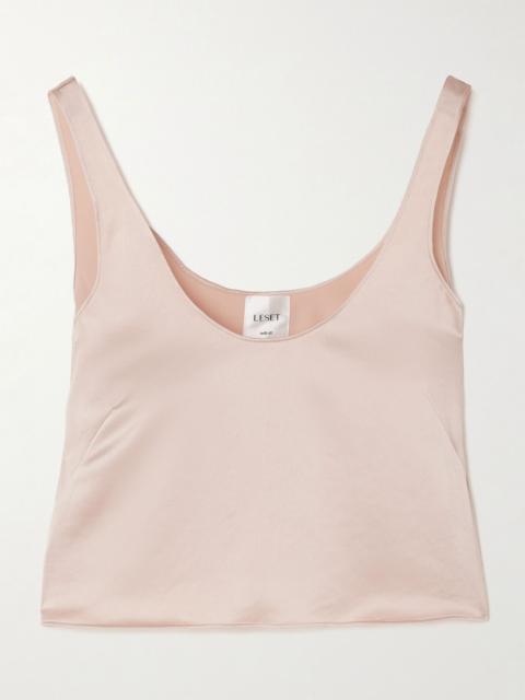 LESET Barb Scoop washed-satin tank Blush