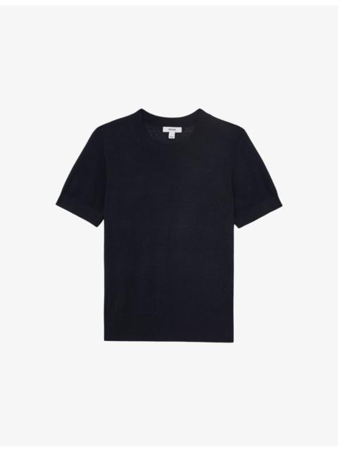 REISS Livy Short-Sleeve Silk and Linen-Blend Top