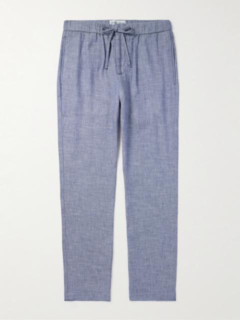 FRESCOBOL CARIOCA Oscar Straight-Leg Linen and Cotton-Blend Drawstring Trousers