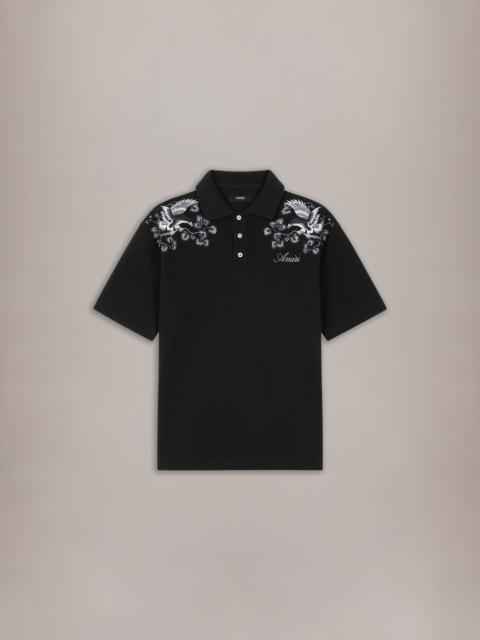 AMIRI FLORAL EMBROIDERED POLO
