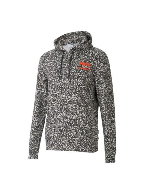 PUMA PUMA x Mr Doodle Crossover Drawstring hooded Knit Casual Sports Black 598680-01