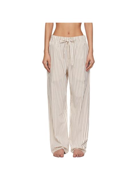 TEKLA Brown & Off-White Poplin Pyjama Pants