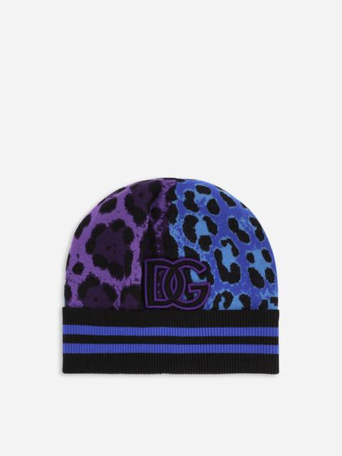 Dolce & Gabbana Tiger-design wool jacquard hat with DG patch