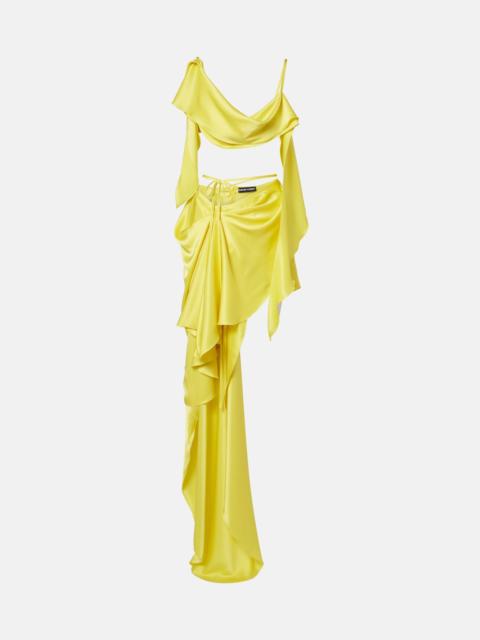 David Koma Draped satin top and skirt set