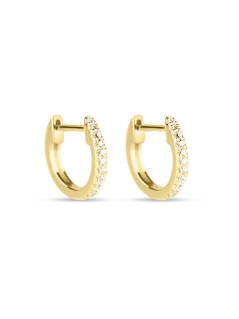 STONE AND STRAND Dainty White Diamond Pave Huggie Earrings
