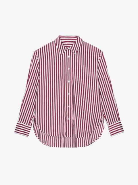 The Frankie Shop Peri Striped Poplin Shirt - Burgundy/White