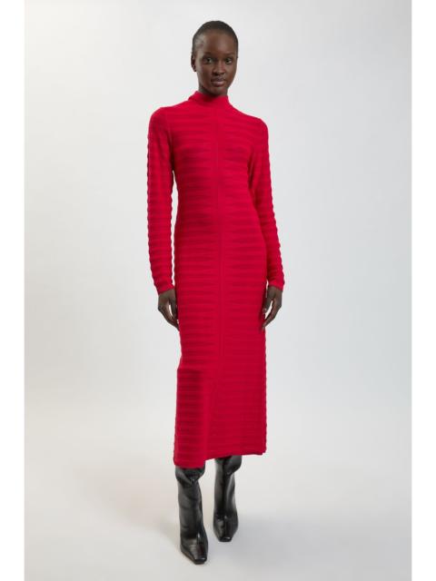 KAREN MILLEN Textured Geo Knitted Viscose Midi Dress
