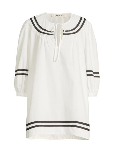 CIAO LUCIA! Women's Palina Cotton Poplin Striped Minidress - White
