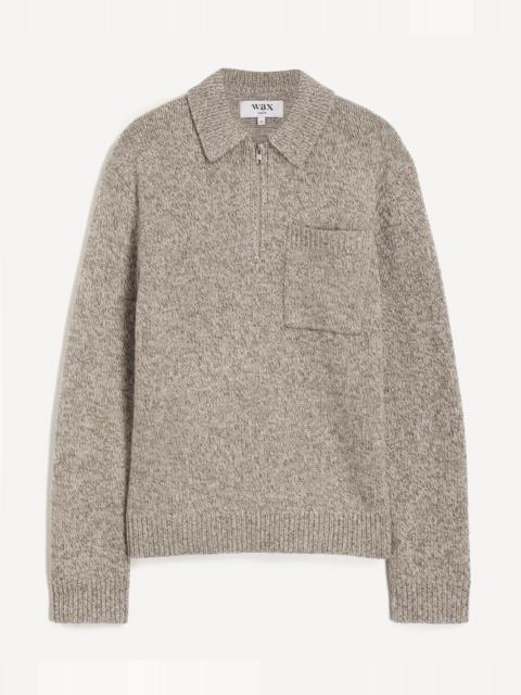 Wax London Alpha Grey Fleck-Wool Zip Polo