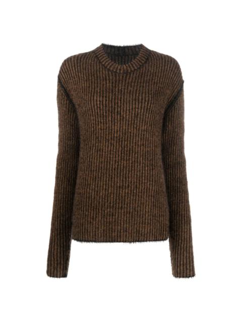 UMA WANG frayed-edge ribbed-knit jumper