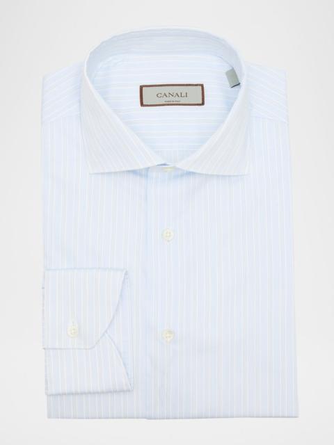 Canali Men's Triple Fine-Stripe Cotton Dress Shirt