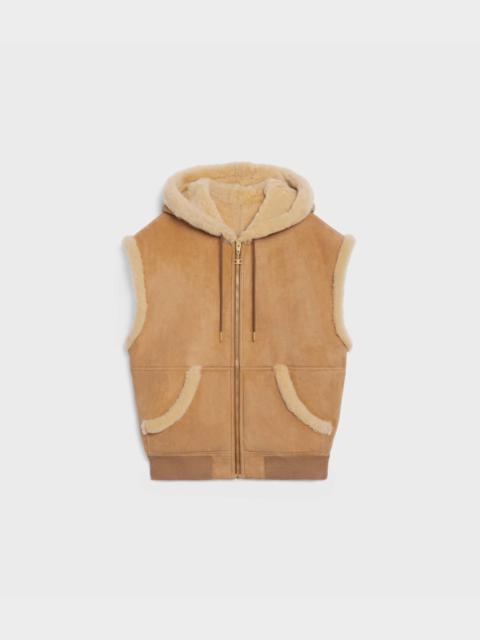 CELINE SLEEVELESS HOODED SWEATSHIRT IN SHEARLING