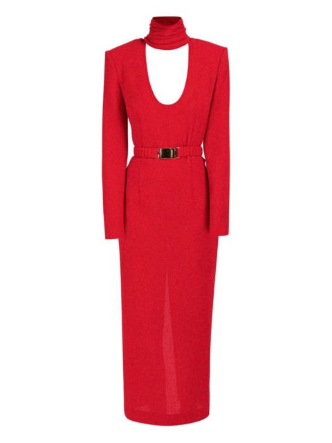 ROWEN ROSE draped-collar belted dress