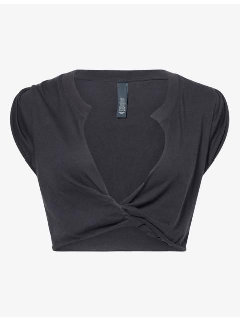 SKIMS Twist-Detail Plunge-Neck Cotton Crop Top