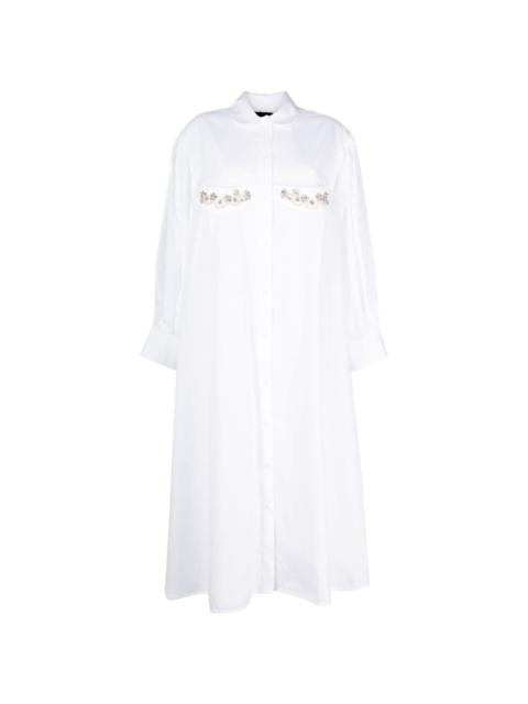 crystal-embellished cotton shirtdress