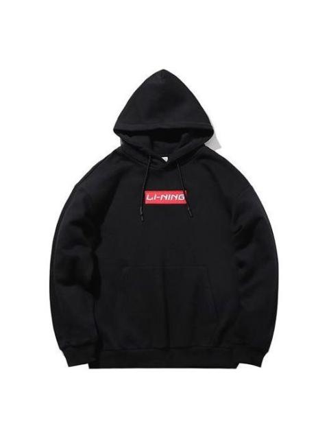 Li-Ning Li-Ning Sports Fashion Series Fleece Lined Stay Warm Loose Hoodie 'Black Red' AWDQD06-7