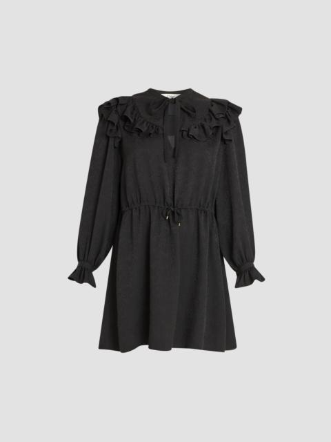 Chloé Women's Ruffled Tieneck Silk Mini Dress - Black