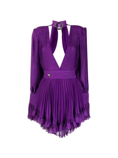plunging V-neck pleated dress