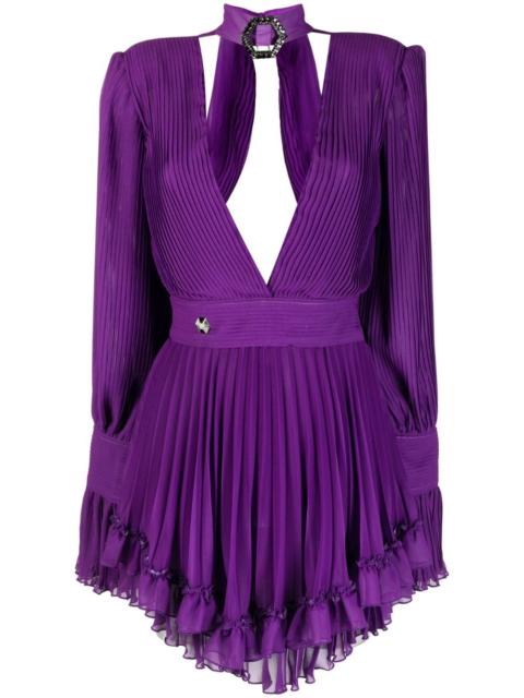 plunging V-neck pleated dress