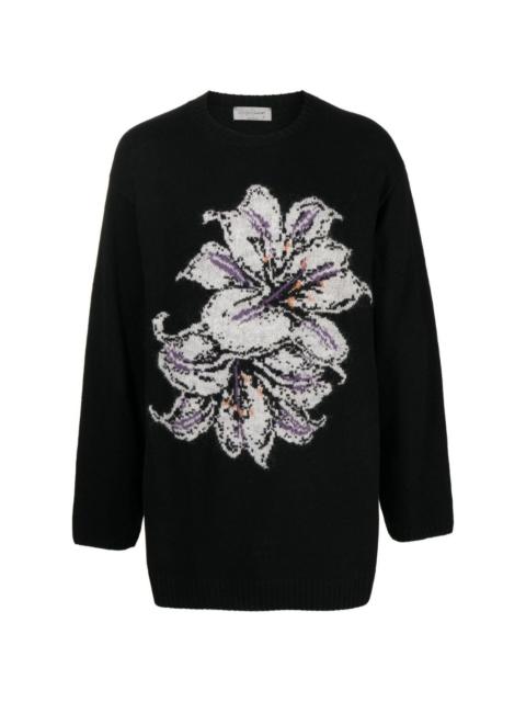 Yohji Yamamoto floral-print wool jumper