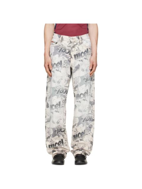 Martine Rose White & Black 5 Pocket Relaxed Fit Jeans
