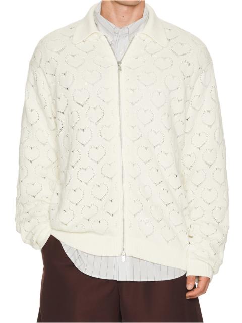 vowels Eyelet Knitted Zip Up
