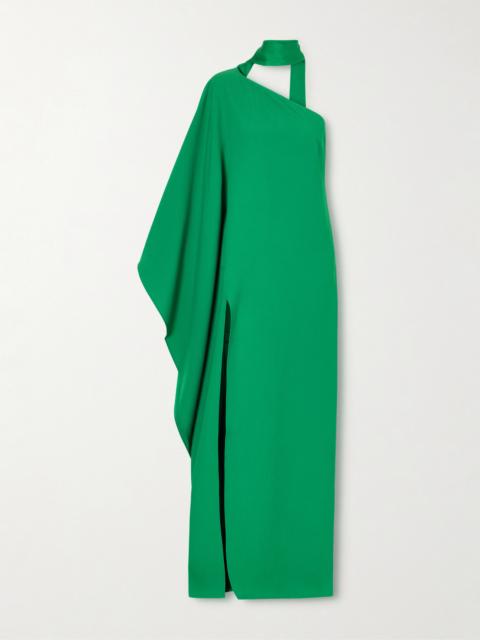 Taller Marmo Paloma One-shoulder Scarf-detailed Crepe-cady Gown