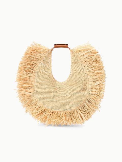 STAUD STAUD LARGE RAFFIA MOON TOTE BAG NATURAL FRINGE