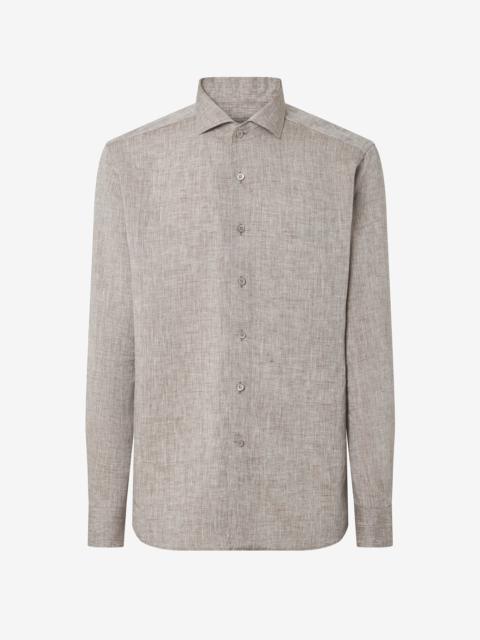 CORNELIANI Brown pure linen shirt