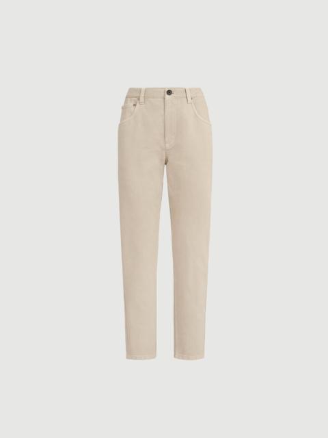 Brunello Cucinelli Dyed denim five-pocket straight trousers with shiny bartack