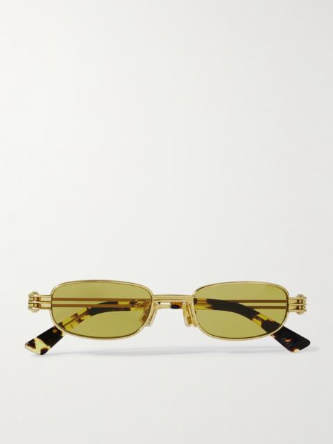 Bottega Veneta Rectangular-Frame Gold-Tone Sunglasses