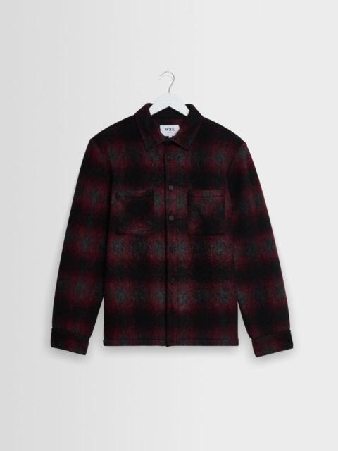 Wax London Whiting - Red And Black Elm Wool Blend Check Overshirt