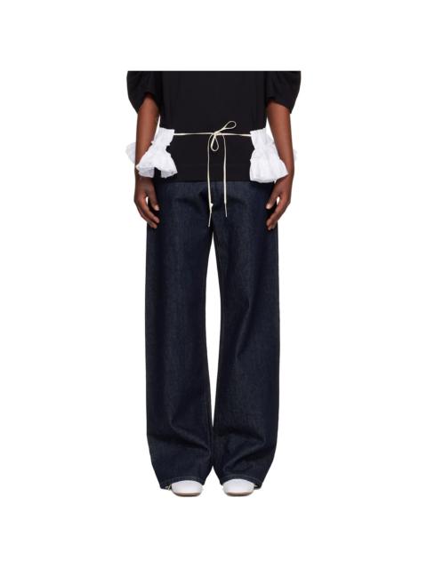 Dries Van Noten White Ruffled Cotton Waist Belt