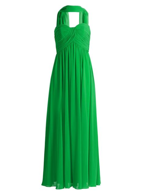 BADGLEY MISCHKA Women's Gathered Strapless Scarf-Neck Gown - Emerald
