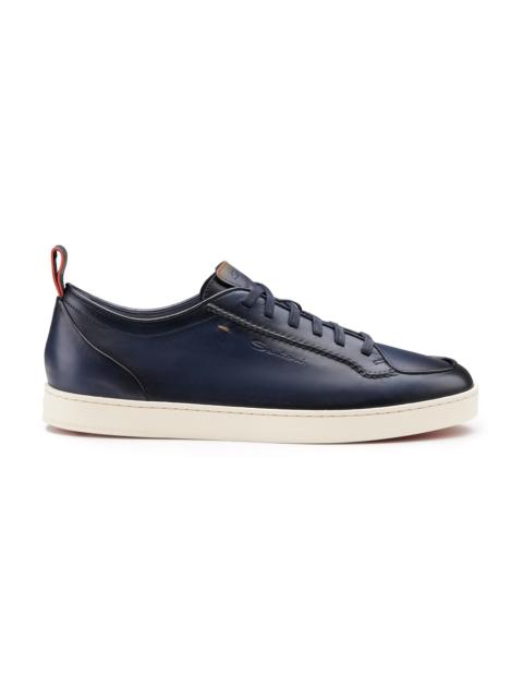 Santoni Men's blue leather Santoni Off-duty sneaker