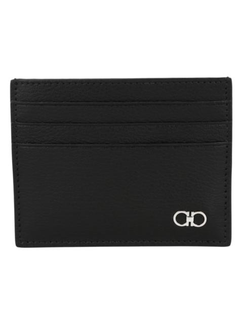 FERRAGAMO Ferragamo Gancini Leather Card Holder Black