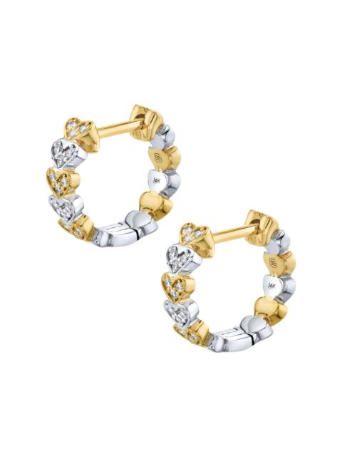 SYDNEY EVAN Women's 14K Two-Tone Gold & Diamond Heart Huggie Hoop Earrings - Diamond
