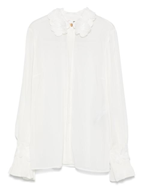 ELISABETTA FRANCHI floral-embroidered georgette shirt