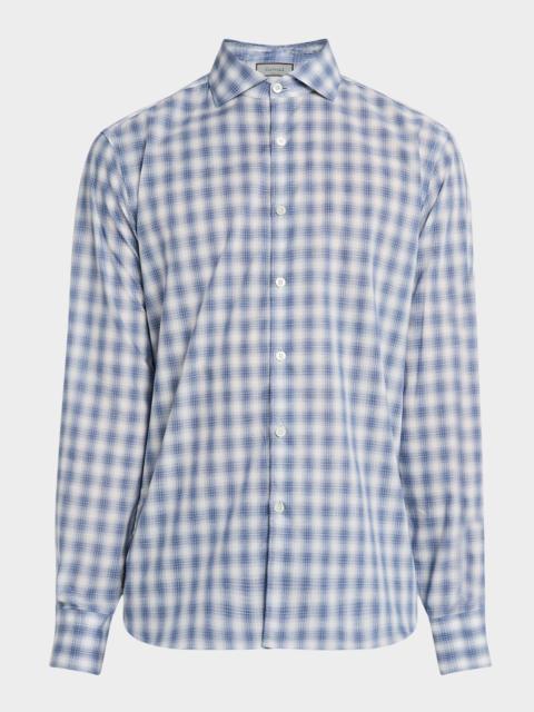 Canali Men's Cotton Ombre Check Sport Shirt