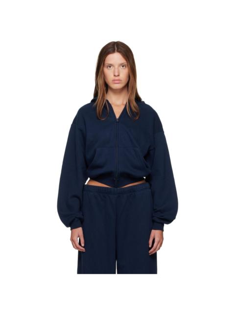 SKIMS Navy Cotton Fleece Classic Zip Up Hoodie