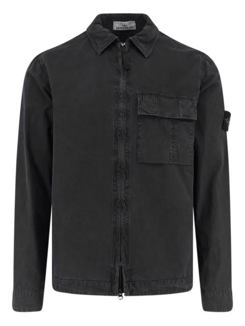 Stone Island flap-pocket logo-patch shirt