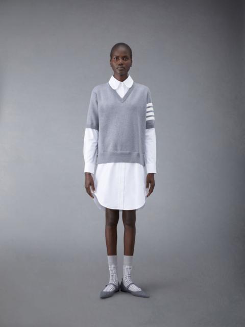 Thom Browne Cotton Milano and Oxford 4-Bar V-Neck Tee and Shirtdress Combo