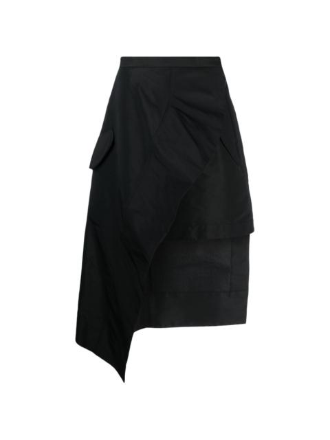 wrap-design asymmetric midi skirt