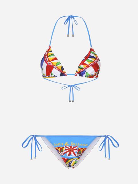 Dolce & Gabbana Carretto-print triangle bikini