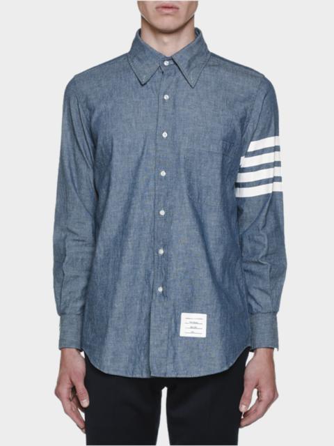 Thom Browne Men's Chambray Long-Sleeve Shirt