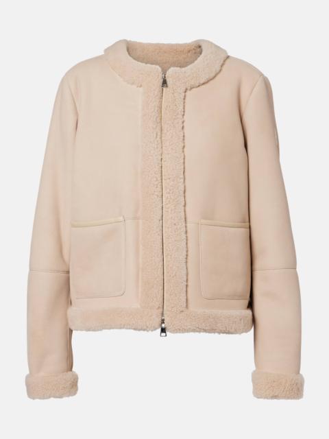 Moncler Shearling-lined suede down jacket