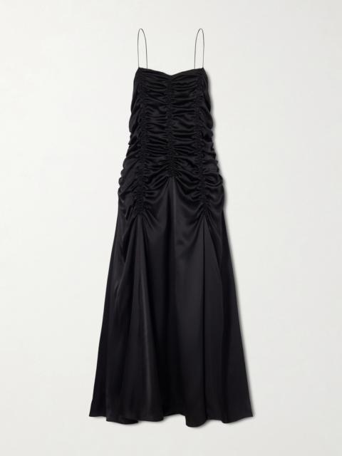 KHAITE Raina Ruched Silk Midi Dress